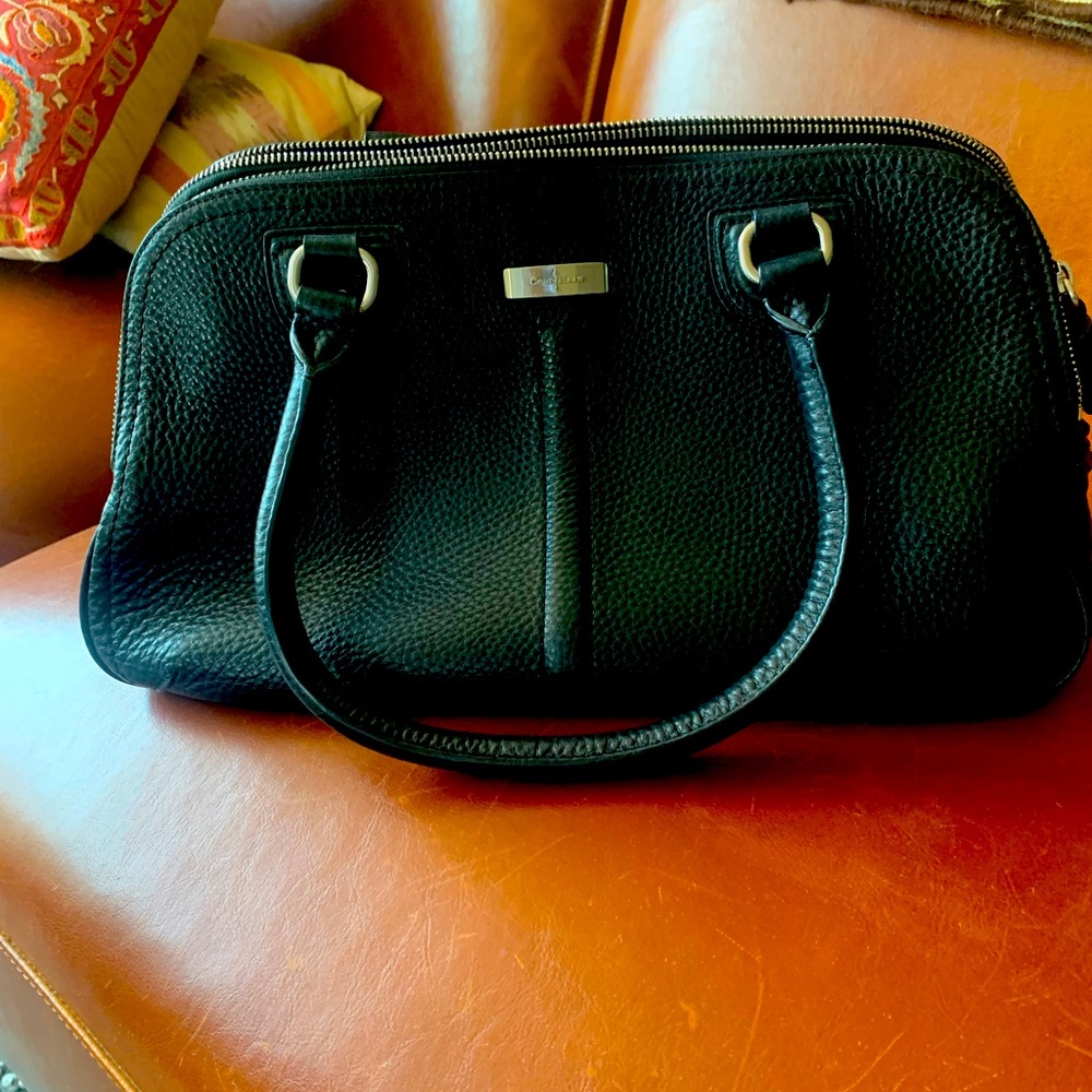 EUC Cole Haan Black Pebbled Leather Handbag - 3 zippered compartments